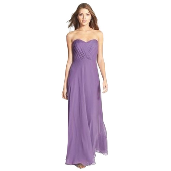 Vera Wang pleated bodice purple evening gown
